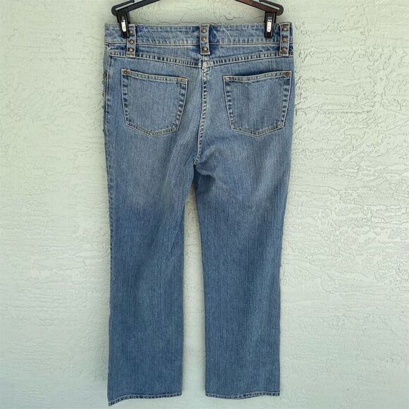 INC Women's Light Wash High-Rise Straight Jeans Size 6 Blue Studded - Picture 2 of 9